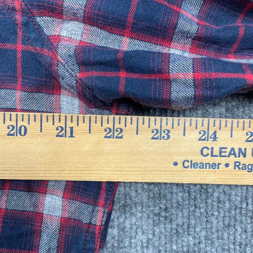 Ed Hardy Casual Button Up Shirt Men's Large Blue/Red Plaid Flip Cuff Outdoors